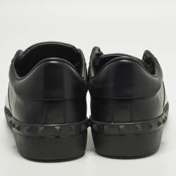 Pre Owned Valentino Vltn Open Size 43.5 Black Leather Lace Up Sneakers