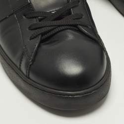 Pre Owned Valentino Vltn Open Size 43.5 Black Leather Lace Up Sneakers