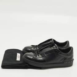 Pre Owned Valentino Vltn Open Size 43.5 Black Leather Lace Up Sneakers