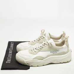 مملوكة مسبقًا Valentino Gumboy Size 43.5 White/Grey Leather and Suede Low Top Sneakers