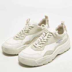 مملوكة مسبقًا Valentino Gumboy Size 43.5 White/Grey Leather and Suede Low Top Sneakers