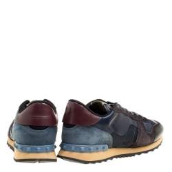 Pre Owned Valentino Multicolor Camouflage Printed Canvas And Leather Rockrunner Sneakers Size 42