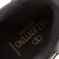 Pre Owned Valentino Black Camouflage Leather and Suede Rockrunner Sneakers Size 42