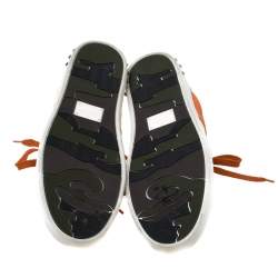 Pre Owned Valentino Orange Suede And White Leather Flycrew Low Top Sneakers Size 40