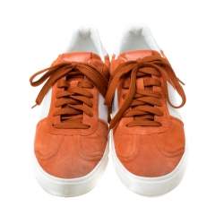 Pre Owned Valentino Orange Suede And White Leather Flycrew Low Top Sneakers Size 40