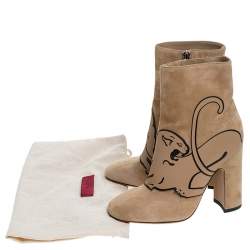 Pre Owned Valentino Beige Suede Panther Ankle Boots Size 36