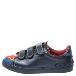 Valentino Blue/Red Leather Super H Low Top Sneakers Size 41