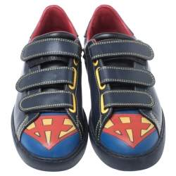 Pre Owned Valentino Blue/Red Leather Super H Low Top Sneakers Size 41