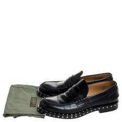 Valentino Black Leather Soul Rockstud Penny Loafers Size 40