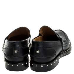 Valentino Black Leather Soul Rockstud Penny Loafers Size 40
