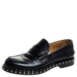 Valentino Black Leather Soul Rockstud Penny Loafers Size 40