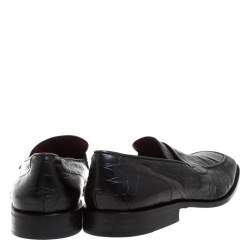 Valentino Black Croc Embossed Leather Slip On Loafer Size 45