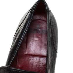 Valentino Black Croc Embossed Leather Slip On Loafer Size 45