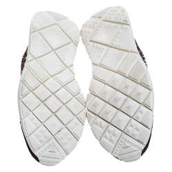 Pre Owned Valentino Multicolor Knit Fabric, Suede And Patent Rockstud Lace Up Sneakers Size 45