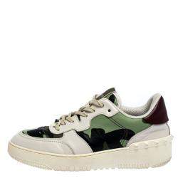 Valentino Multicolor Camouflage Canvas and Leather Rockrunner Sneakers Size 41