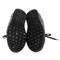 Pre Owned Valentino Black Leather Rockstud Lace Low Top Sneakers Size 43
