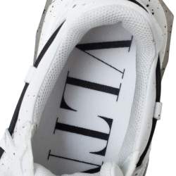 Pre Owned Valentino White/Black Paint Splat Leather Bounce Low-Top Sneakers Size 42