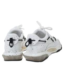 Pre Owned Valentino White/Black Paint Splat Leather Bounce Low-Top Sneakers Size 42