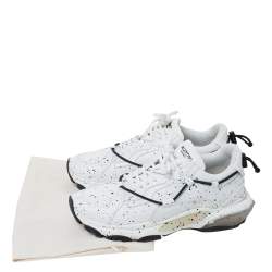 Pre Owned Valentino White/Black Paint Splat Leather Bounce Low-Top Sneakers Size 42