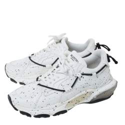 Pre Owned Valentino White/Black Paint Splat Leather Bounce Low-Top Sneakers Size 42