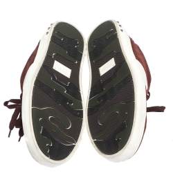 Pre Owned Valentino Burgundy/White Suede and Leather Flycrew Sneakers Size 42