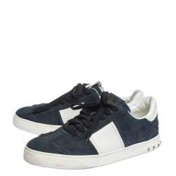 Valentino Blue/White Suede and Leather Flycrew Lace Up Sneakers Size 41