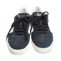 Valentino Blue/White Suede and Leather Flycrew Lace Up Sneakers Size 41