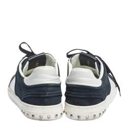 Valentino Blue/White Suede and Leather Flycrew Lace Up Sneakers Size 41