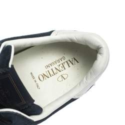 Valentino Blue/White Suede and Leather Flycrew Lace Up Sneakers Size 41