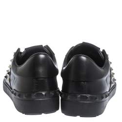 Pre Owned Valentino Black Leather Rockstud Untitled 11 Low Top Sneakers Size 40