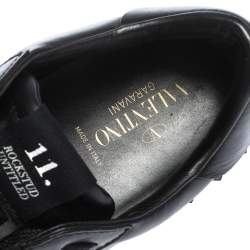Pre Owned Valentino Black Leather Rockstud Untitled 11 Low Top Sneakers Size 40