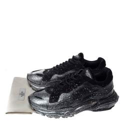 Valentino Black Leather And Suede Spray Effect Bounce Low Top Lace Up Sneakers Size 41