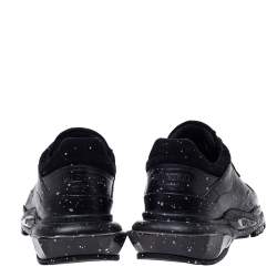 Valentino Black Leather And Suede Spray Effect Bounce Low Top Lace Up Sneakers Size 41