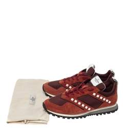 Valentino 2 Tone Suede And Canvas Rockstud Sneakers Size 41