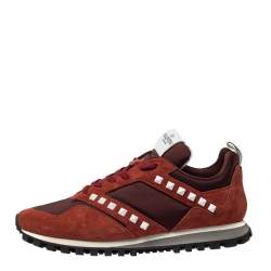 Valentino 2 Tone Suede And Canvas Rockstud Sneakers Size 41