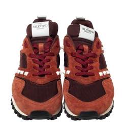 Valentino 2 Tone Suede And Canvas Rockstud Sneakers Size 41