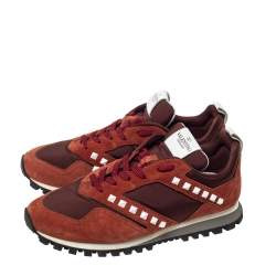 Valentino 2 Tone Suede And Canvas Rockstud Sneakers Size 41