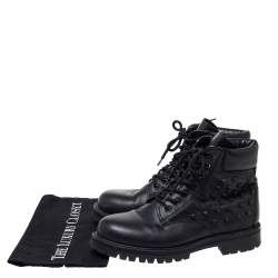 Valentino Black Leather Rockstud Combat Boots Size 40