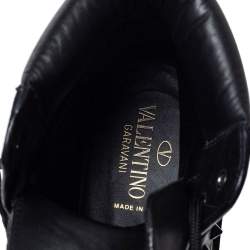 Valentino Black Leather Rockstud Combat Boots Size 40
