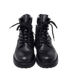 Valentino Black Leather Rockstud Combat Boots Size 40