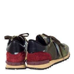 Pre Owned Valentino Multicolor Camo Butterfly Printed Rockrunner Sneakers Size 45