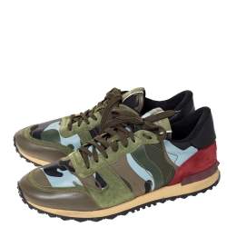 Pre Owned Valentino Multicolor Camo Butterfly Printed Rockrunner Sneakers Size 45