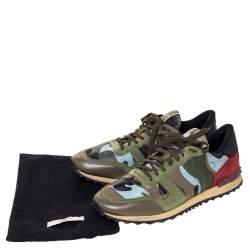 Pre Owned Valentino Multicolor Camo Butterfly Printed Rockrunner Sneakers Size 45