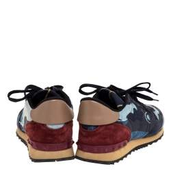 Pre Owned حذاء رياضي فالنتينو "روكرونر" طراز منخفض من أعلى جلد و سويدي و كانفاس كاموفلاج متعدد الألوان مقاس 42 