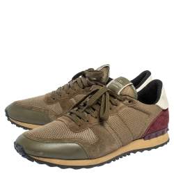 Pre Owned Valentino Tricolor Mesh and Leather Rockrunner Sneakers Size 46