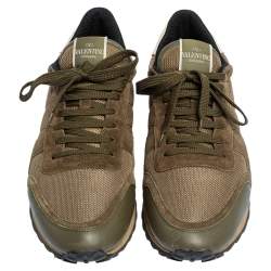 Pre Owned Valentino Tricolor Mesh and Leather Rockrunner Sneakers Size 46