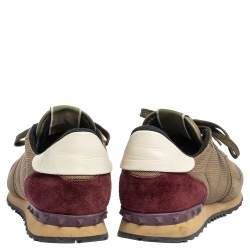 Pre Owned Valentino Tricolor Mesh and Leather Rockrunner Sneakers Size 46
