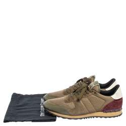 Pre Owned Valentino Tricolor Mesh and Leather Rockrunner Sneakers Size 46