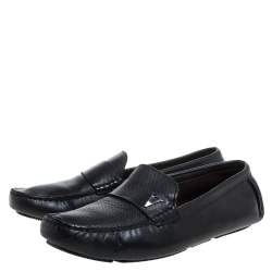 Valentino Black Perforated Leather Driving Loafers Size 41