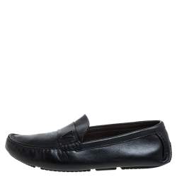 Valentino Black Perforated Leather Driving Loafers Size 41